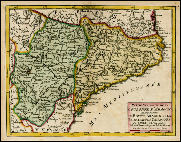83-Spain Map By Didier Robert de Vaugondy