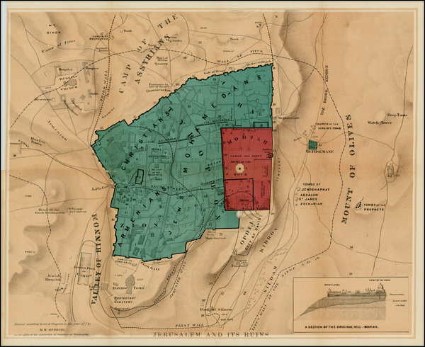 21-Holy Land Map By Moses Wolcott Reading