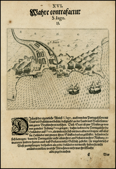 3-World, Atlantic Ocean and African Islands, including Madagascar Map By Theodor De Bry