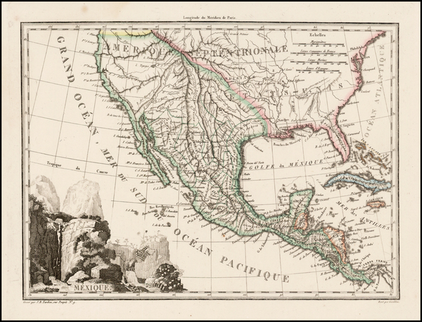 9-Southwest, Rocky Mountains, Mexico and California Map By Conrad Malte-Brun