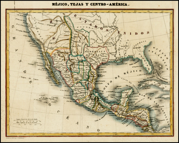 62-Texas, Southwest, Rocky Mountains, Mexico and California Map By Abbe Jean Jacques Barthelemy