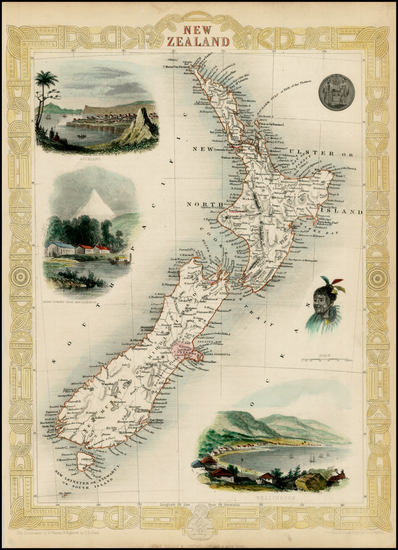 67-New Zealand Map By John Tallis