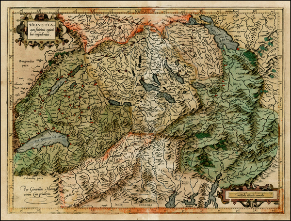 49-Switzerland Map By  Gerard Mercator