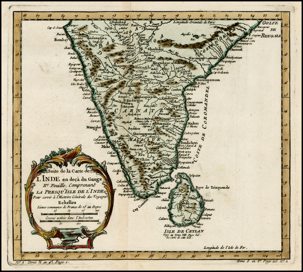 85-India and Other Islands Map By Jacques Nicolas Bellin