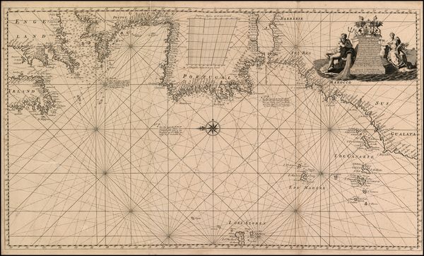 13-Atlantic Ocean, British Isles, France, Spain, Portugal and North Africa Map By 