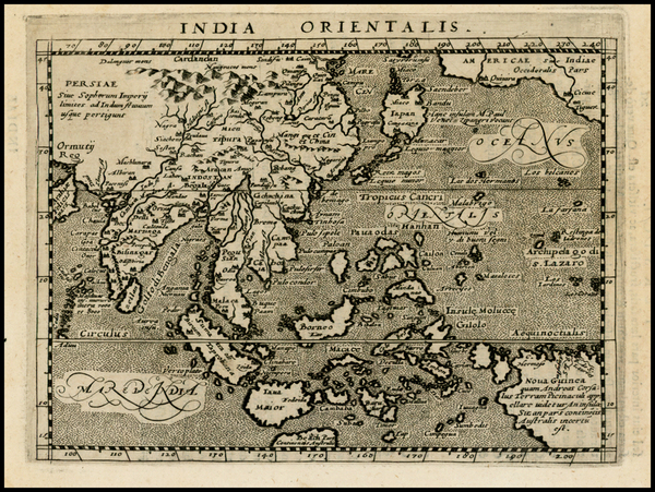 7-Alaska, China, Japan, Korea, India, Southeast Asia and Australia Map By Giovanni Antonio Magini