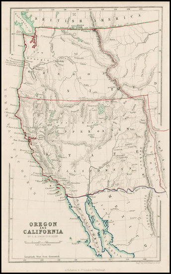 33-Southwest, Rocky Mountains and California Map By Archibald Fullarton & Co.