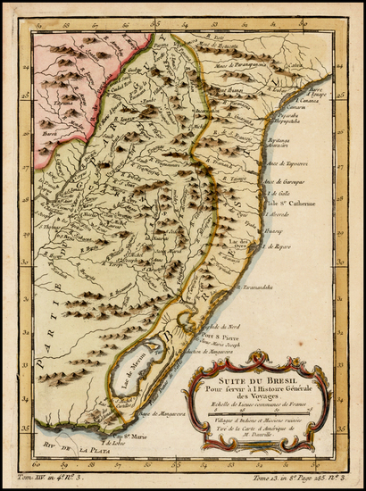 50-Brazil Map By Jacques Nicolas Bellin