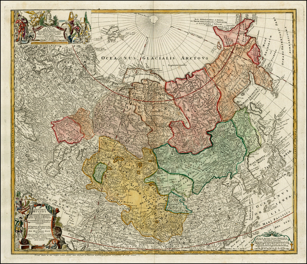 45-China, Central Asia & Caucasus and Russia in Asia Map By Homann Heirs / Johann Matthaus Haa