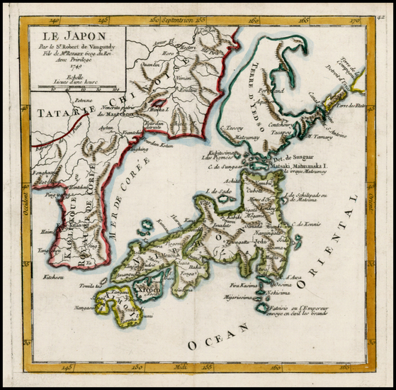 47-China, Japan and Korea Map By Gilles Robert de Vaugondy