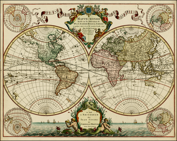 13-World, World and Polar Maps Map By Johannes Covens  &  Cornelis Mortier