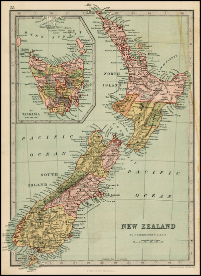 77-New Zealand Map By T. Ellwood Zell
