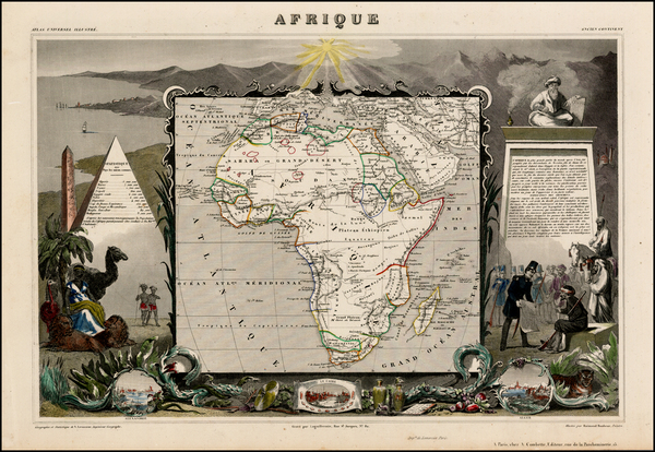 54-Africa and Africa Map By Victor Levasseur