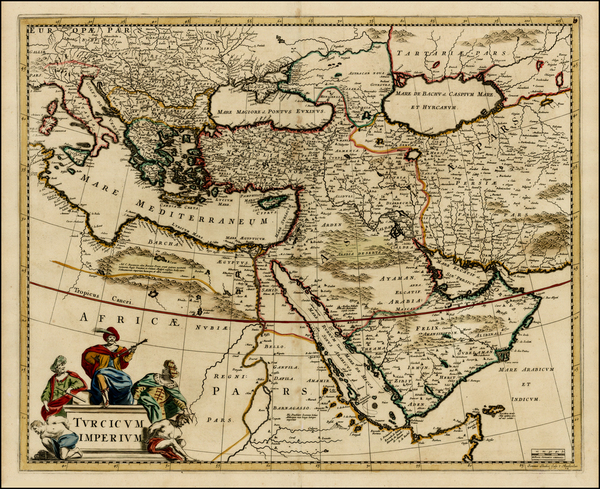 74-Turkey, Mediterranean, Middle East, Turkey & Asia Minor and Greece Map By Frederick De Wit