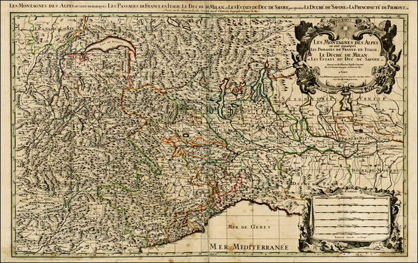 52-Switzerland, France and Italy Map By Alexis-Hubert Jaillot