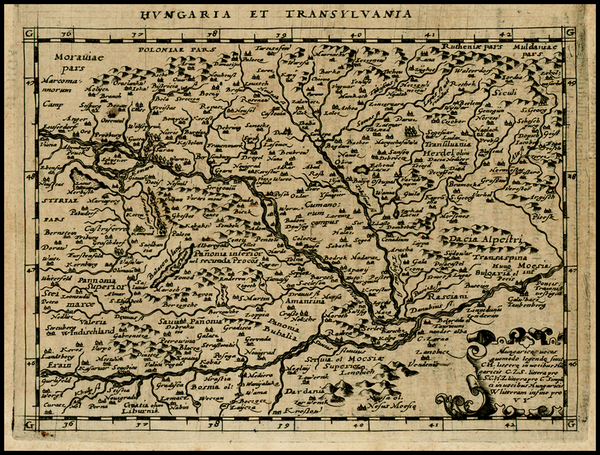 48-Hungary and Romania Map By Giovanni Antonio Magini