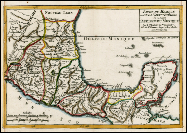 45-Mexico Map By Gilles Robert de Vaugondy