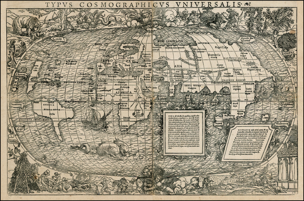 68-World and World Map By Sebastian Munster - Simon Grynaeus