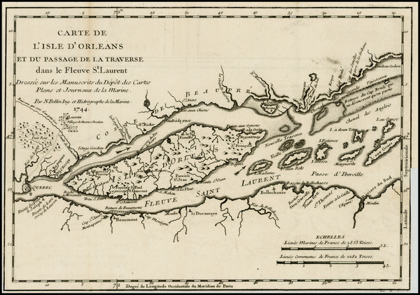 67-Canada Map By Jacques Nicolas Bellin