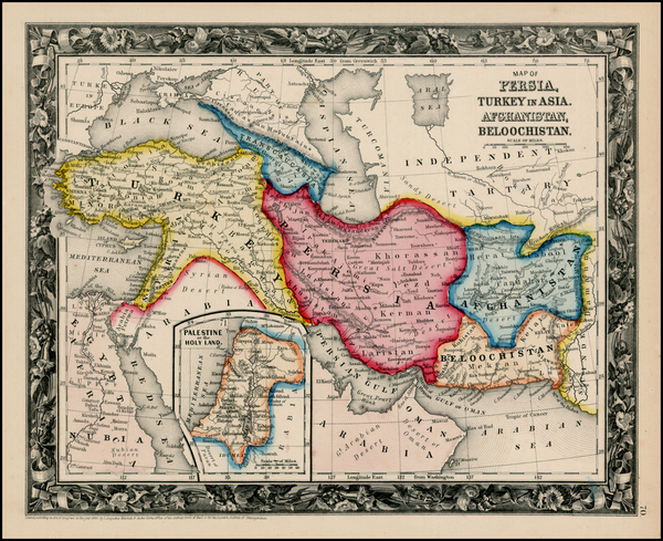 33-Central Asia & Caucasus and Turkey & Asia Minor Map By Samuel Augustus Mitchell Jr.