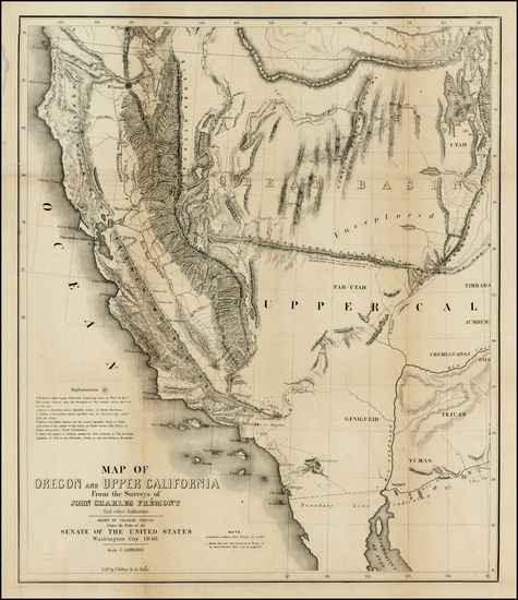 10-Southwest, Rocky Mountains and California Map By John Charles Fremont / Charles Preuss