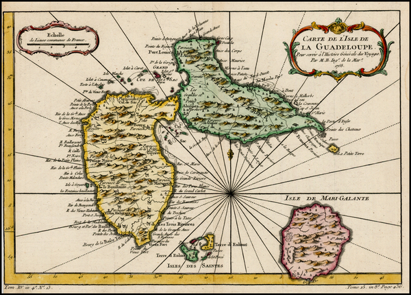 72-Caribbean Map By Jacques Nicolas Bellin