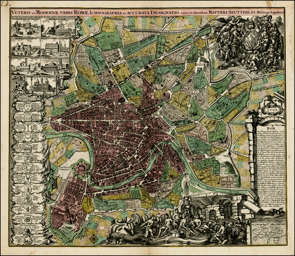 32-Rome Map By Matthaus Seutter