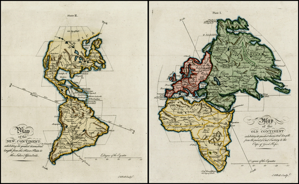 83-World, World, Eastern Hemisphere and Western Hemisphere Map By Andrew Bell