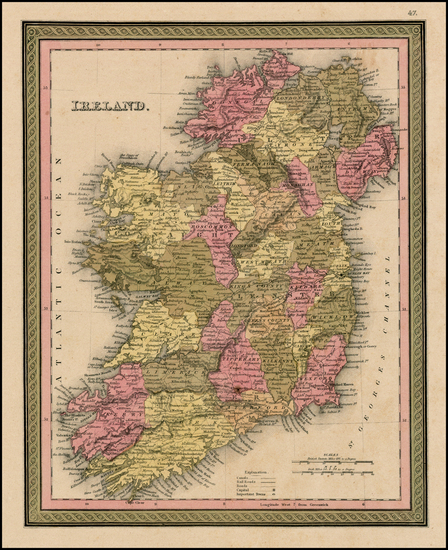 67-Ireland Map By Samuel Augustus Mitchell
