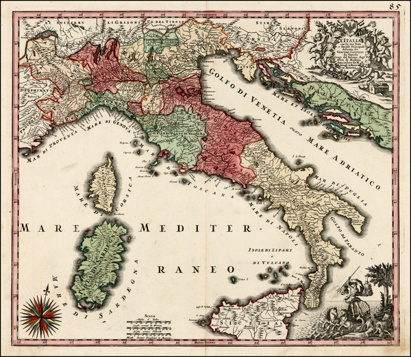 32-Europe and Italy Map By Matthaus Seutter