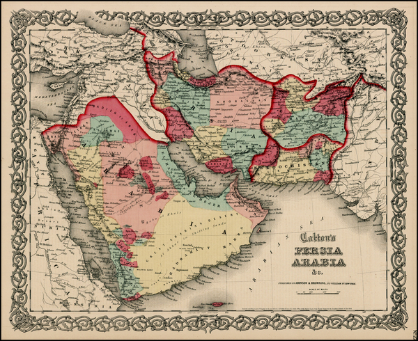 97-Central Asia & Caucasus and Middle East Map By Joseph Hutchins Colton