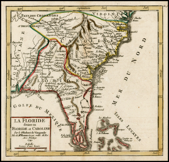 6-Florida, South and Southeast Map By Gilles Robert de Vaugondy