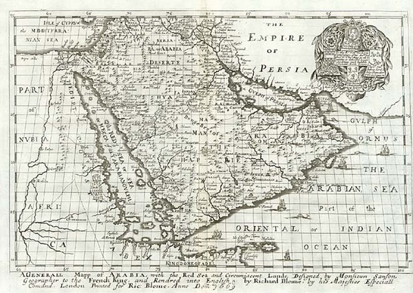 91-Asia, Middle East and Holy Land Map By Richard Blome