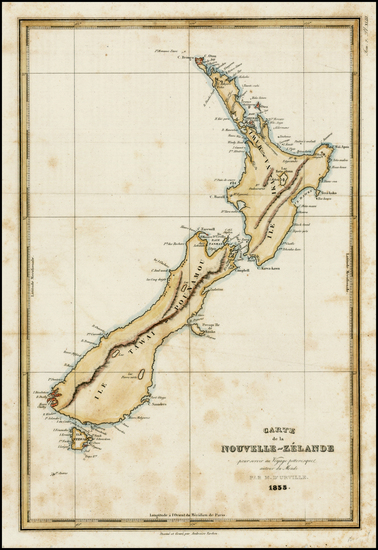 67-New Zealand Map By Jules Sebastian Cesar Dumont-D'Urville