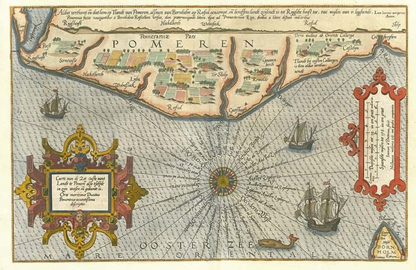 35-Europe, Baltic Countries, Germany and Curiosities Map By Lucas Janszoon Waghenaer