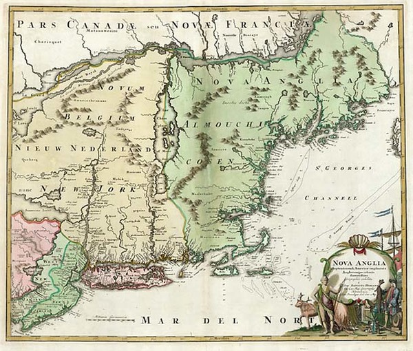 96-New England and Mid-Atlantic Map By Johann Baptist Homann