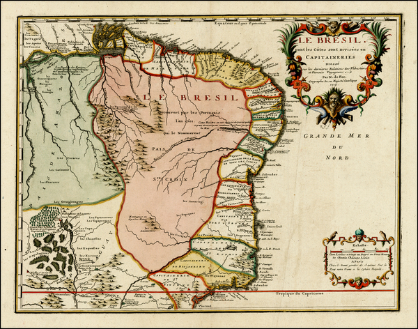 96-Brazil Map By Nicolas de Fer