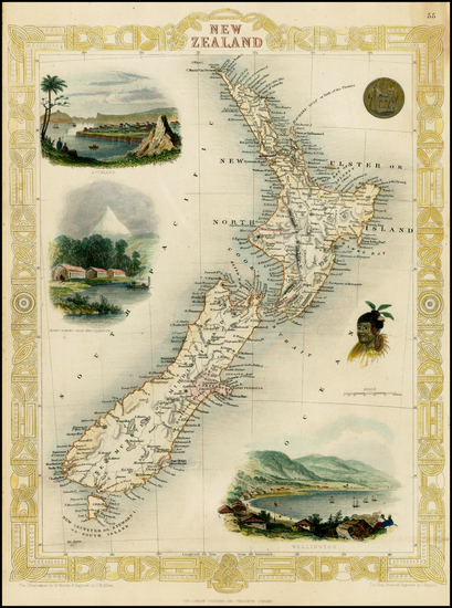 39-New Zealand Map By John Tallis