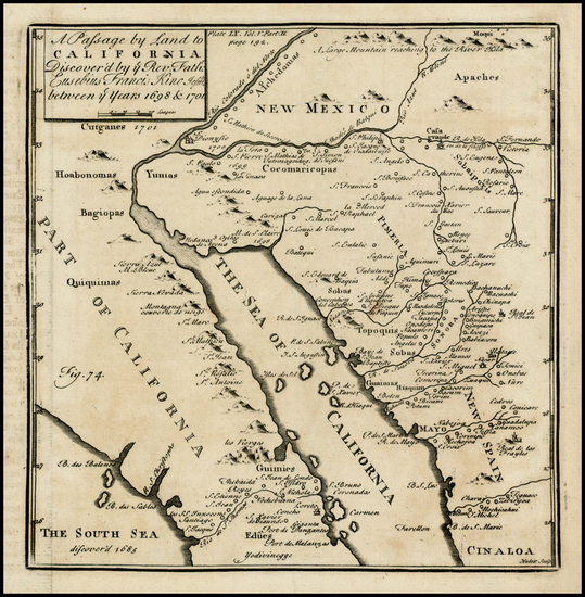 51-Southwest, Mexico, Baja California and California Map By Fr. Eusebio Kino