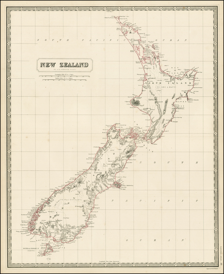 88-New Zealand Map By W. & A.K. Johnston