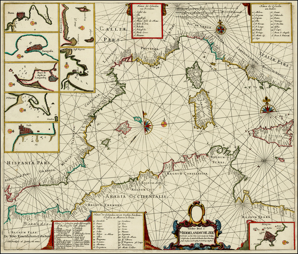 37-Italy, Spain, Mediterranean, North Africa and Balearic Islands Map By Hendrick Doncker