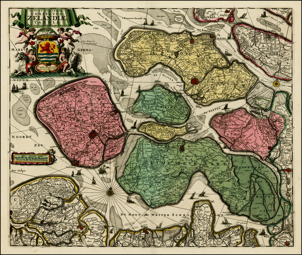 45-Netherlands Map By Carel Allard