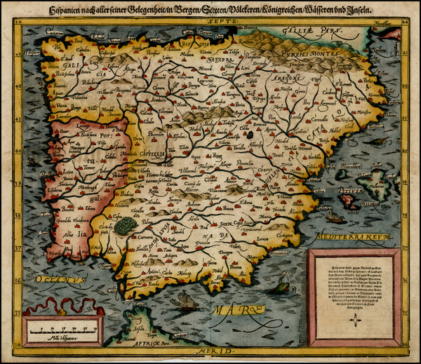 65-Spain and Portugal Map By Sebastian Munster