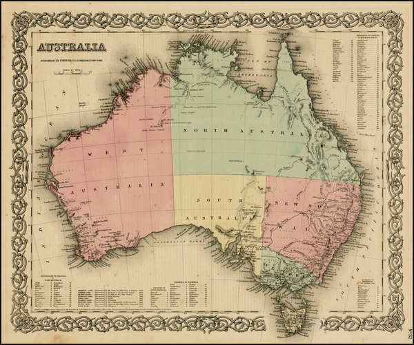 90-Australia Map By Joseph Hutchins Colton