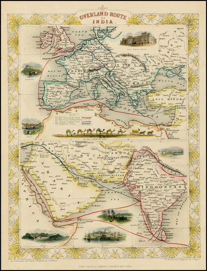 90-Europe, India, Central Asia & Caucasus and Middle East Map By John Tallis