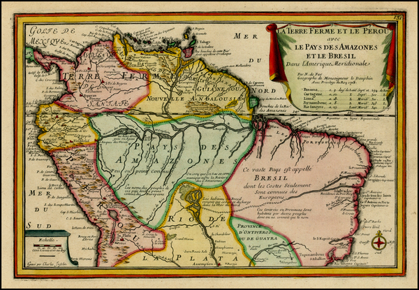 19-South America and Brazil Map By Nicolas de Fer