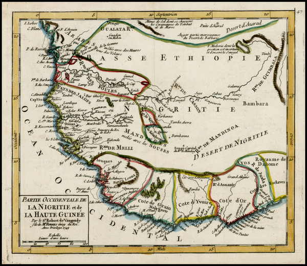 21-Africa and West Africa Map By Gilles Robert de Vaugondy