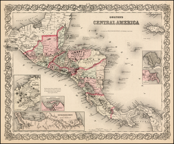 28-Central America Map By Joseph Hutchins Colton