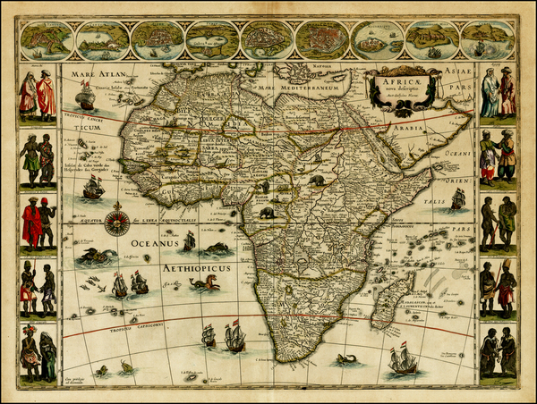 21-Africa and Africa Map By Willem Janszoon Blaeu