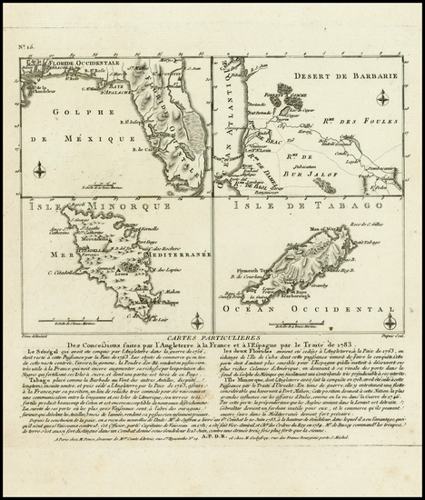 100-Florida, Caribbean, Spain, West Africa and Balearic Islands Map By Francois Godefroy